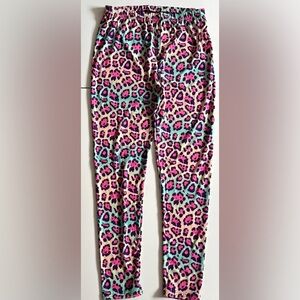 Mint & Pink Leopard Print Leggings | Stretchy | Size L | NWOT